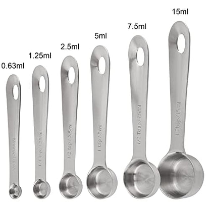 Measuring Cups and Spoons Set, 18/8 Stainless Steel Measuring Cups and Spoons, Metric & US Metal 7 Kitchen Measure Cups & 6 Measuring Spoons, Baking Measuring Tools Set 13