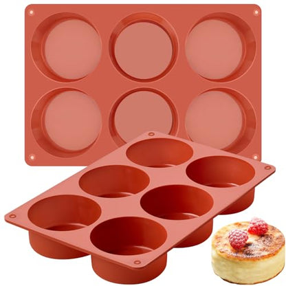 JOERSH 2-PK Silicone Egg Bite Molds Deep 3 Inch Frittata Baking Pans, Non-Stick Round Silicone Molds for Egg Breakfast Sandwich, English Muffin, Cheesecake, Dinner Rolls - color: Deep, 6 Cups