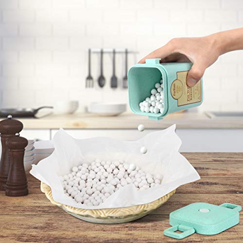 FurRain Ceramic Pie Weights Reusable 10mm Baking Beans Pie Crust Weights Natural Ceramic Stoneware with Wheat Straw Container - size: 1PCS (2 LB)