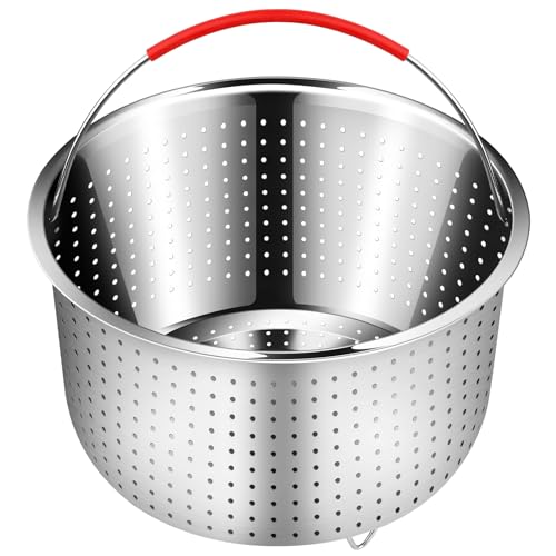 REDANT Mesh Strainer and Vegetable Steamer Basket for Pot, Instant Pot Accessories 8Qt, Stainless Steel Veggie Steamer for Cooking Broccoli, Eggs, Pasta, Quinoa - With 2 Silicone Gloves, 8 Quart - size: 8 Qt - Steamer Basket