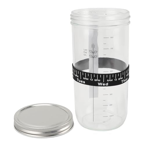 Zerodis Fermentation Equipment 34oz Glass Jar with Thermometer Date Marked Feeding Band Silicone Lid Cloth Cover Scraper for Sourdough Bread Baking Supplies Home Baking Supplies