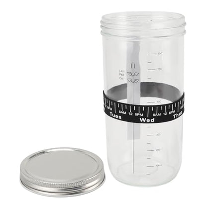 Zerodis Fermentation Equipment 34oz Glass Jar with Thermometer Date Marked Feeding Band Silicone Lid Cloth Cover Scraper for Sourdough Bread Baking Supplies Home Baking Supplies