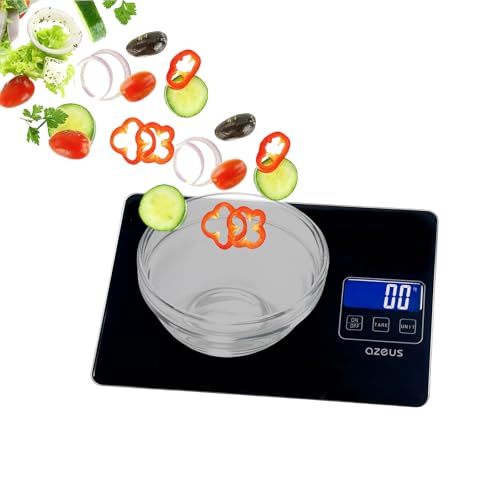 Food Scale with USB Rechargeable, Digital Kitchen Scale with 6 Units, High Precision to 0.04 oz /11lbs Capacity, Weight Range from 3g-5000g (Black) - color: Black