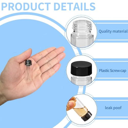 15 PCS 4ml Clear Glass vial,1 Dram Liquid Sample Vial With Screw cap,15x45mm Leak-Proof, 13-425 Black Screw Cap with PE Liners - size: 4ML（15x45mm)