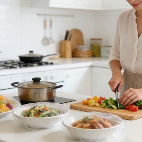 100 Pcs Plastic Bowl Covers for Bread Proofing, bulk fermentation bowl with cover, Large Elastic disposable Wrap for Food,Storage Baking Rising Keep Food Fresh,Safe materials