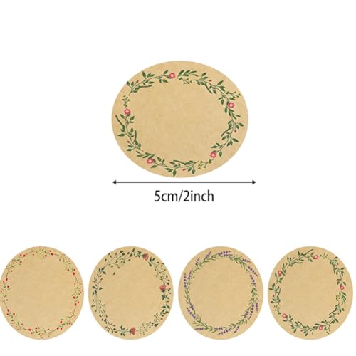 500PCS Canning Label Stickers for Jars and Lids,2Inch Round Jars Labels for Mason Jar,Wreath Designs Kraft Sticker Labels for Food Containers Candle Pantry Spice Lids Bottle Label (Brown92) - color: Brown92