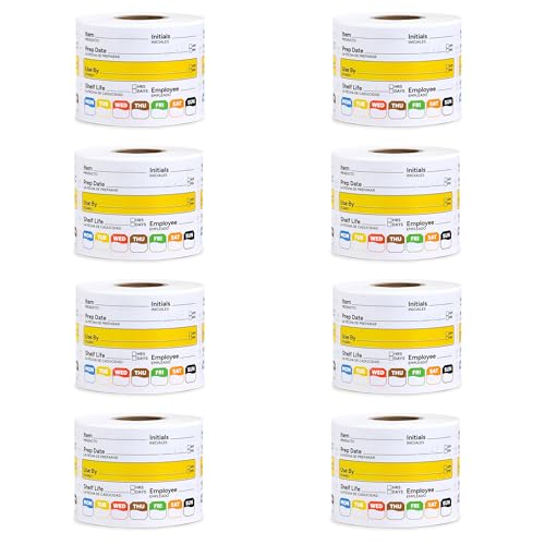 Restaurant Quality Shelf Life Food Rotation Labels Vinyl, 2” x 3” Self-Adhesive Removable Freezer Food Labels, Perfect for Reusable Containers, Easy to Remove, Food Safety Date Sticker (8 PCS) - style: 8 PCS