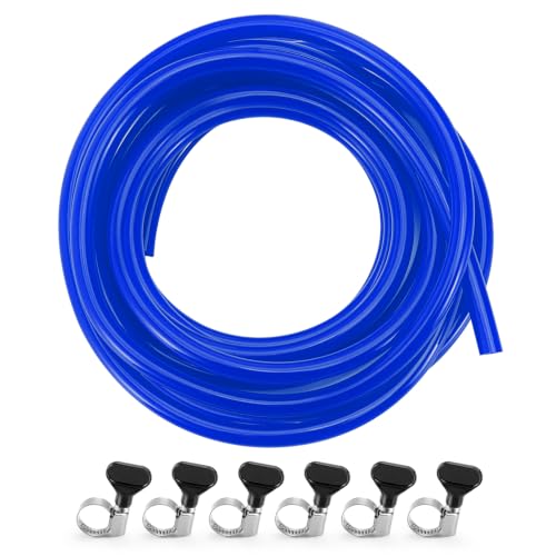 20FT Beer CO2 Line for 5/16" Barb Fitting, PVC Gas Tubing & 6 PCS Stainless Steel Clamps Food-grade Keg CO2 Line Hose-Gas Dispense Home Brewing Carbonation - size: 20 Feet