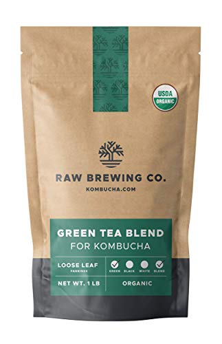 Kombucha.com Certified Organic Loose Leaf Tea - Kombucha Brewing Blends (Green Tea Blend, 1 Pound + 100 XL FILTER BAGS) - size: 1 Pound (Pack of 1)