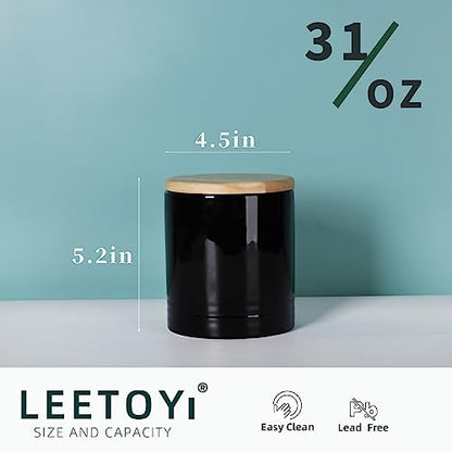 LEETOYI Ceramic Food Storage Jar with Seal Lid, Serving for Ground Coffee, Tea, Sugar, Salt and More - 31 Oz (Black) - color: Black
