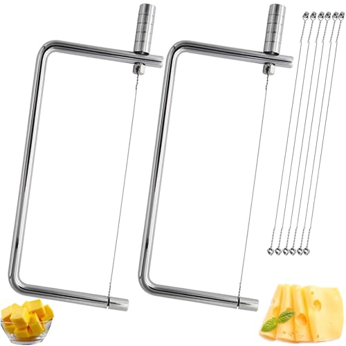 6in Cheese Slicer Accessories Kitchen Knife Cheese Cutter Stainless Steel Components Great for Making Giftable Cheese Cutting Boards with This Cheese Slicer Kit Cheese Cutter Kit(2Slicer+8Wires)