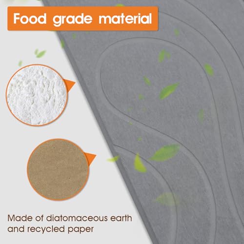 Snuggery Large Stone Drying Mat for Kitchen Counter - 24"x16" Dirt-Resistant Quick Drying Fast Absorbent Non-Slip Diatomite Mat, Natural Diatomaceous Earth Dish Drying Pad for Dish Rack(Dark Grey) - size: 24" x 16"