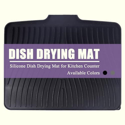 Silicone Dish Drying Mat for Kitchen Counter,16"X13" With Built-in Drain Lip,Food-Grade Silicone, Heat-Resistant Eco-friendly Hygienic Drying Mat Leak-Proof and Non-Slip, Multi-Functional Use（Black） - color: Black, size: 16" x 13"