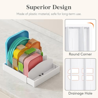Lifewit Kitchen Cabinet Organizer for Food Contanier Lid, Expandable Lids Holder with 8 Adjustable Dividers & 9 Sections for Pantry Organizers and Storage, Home Drawer Organization, Large, 9.8"-17" - size: Large(9.8-17.3" x 9.6")
