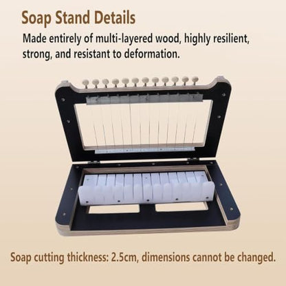 Hand-Made Soap Cutter, 12 Wire Wooden Soap Cutter, Cuts 1-12 Bars, Soap Cutting Thickness 2.5cm, Even Cuts, for DIY Soap Making, Cheese, Butter, Cake, Bread Making