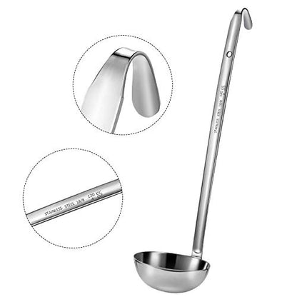 meekoo 3 Pieces Stainless Steel Ladle Soup Handle Ladle with Pouring Rim for Kitchen Cooking Soup Sauce (4 oz) - size: 4 oz