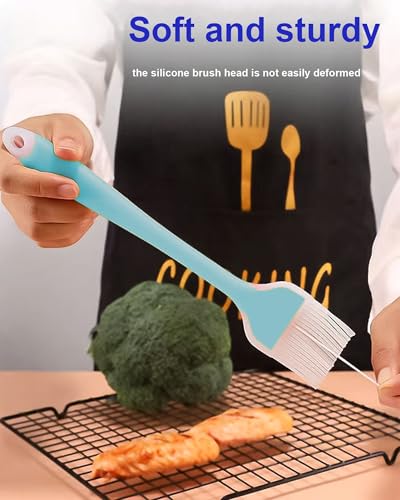 Pastry Brush Silicone Basting Brush for Cooking,2PCS 10+8 in Heat Resistant Food Brushes for Baking, Grilling, Cooking and Spreading Oil, Butter, BBQ Sauce, or Marinade (Blue) - color: Blue