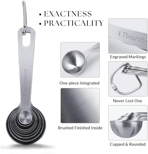 14PCS Measuring Spoons Set, 1 tbsp, 1/2 tbsp, and 1-1/16tsp Stainless Steel Measuring Spoons for Cooking Baking Spice Jars and Liquid Ingredients - size: 14 Pcs