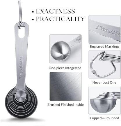 14PCS Measuring Spoons Set, 1 tbsp, 1/2 tbsp, and 1-1/16tsp Stainless Steel Measuring Spoons for Cooking Baking Spice Jars and Liquid Ingredients - size: 14 Pcs