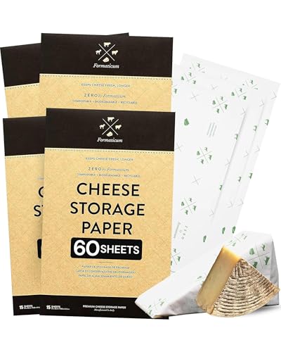 Formaticum 60-Pack Zero Cheese Storage Paper, Compostable, Biodegradable, and Plastic-Free Paper to Keep Cheese and Charcuterie Fresh, Kitchen Organization 9 x 13 Inches - size: 60-Pack-Sheets