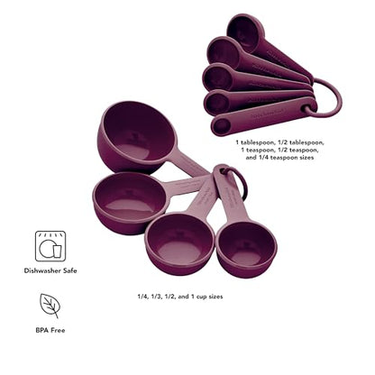 KitchenAid Measuring Cups and Spoon Set, Beetroot, 9-Piece - color: Beetroot