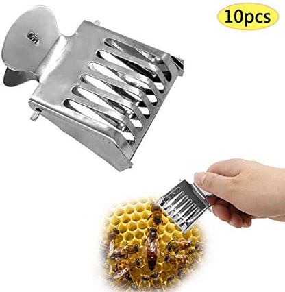 Together-life 10-Pack Stainless Steel Queen Bee Clips Cage Catcher for Beekeeping, Safe Queen Bee Handling Tool, Professional Beekeeper Equipment Supplies