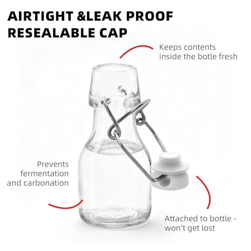 1Pc (2oz white lid) clear Swing Top Brewing Bottles with Leak Proof Easy Caps, Glass Beer Bottle Flip Top Bottles For Kombucha, Kefir, Vanilla Extract, Beer (2oz white lid) - size: 2 Ounces