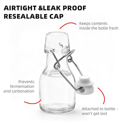 1Pc 2 oz Mini Swing Top Glass Bottles, 60ML Mini Storage Bottles, Small Glass Bottles,Vanilla Extract Bottles/Home Brewing/Beverages/Oil (White Lid)