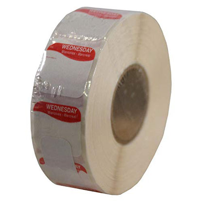 DayMark DissolveMark Day of the Week Trilingual Dissolvable Label, Wednesday, 3/4" x 3/4", Red (Roll of 1000) - size: Wednesday