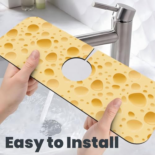 Cheese Faucet Mat For Kitchen Sink, Absorbent Countertop Protector, Quick Dry Sink Splash Guard Pad, Waterproof Draining Mat 15" X 5.5" - color: Style 5