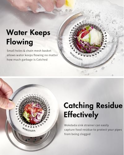 Revolutionary Kitchen Sink Drain Strainer/Patented Reversible Chain Mesh, Effortless Cleaning & Debris Catcher, Large Capacity, Anti-Clog, 304 Stainless Steel & Rust-Proof/Handmade - color: Silver