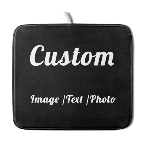Giwawa Custom Dish Drying Mat Customized Drainer Pad with Image Logo Text 16x18 Inch Personalized Absorbent Dish Dry Pad for Kitchen Counter Sink - color: Custom, size: 16x18 inch