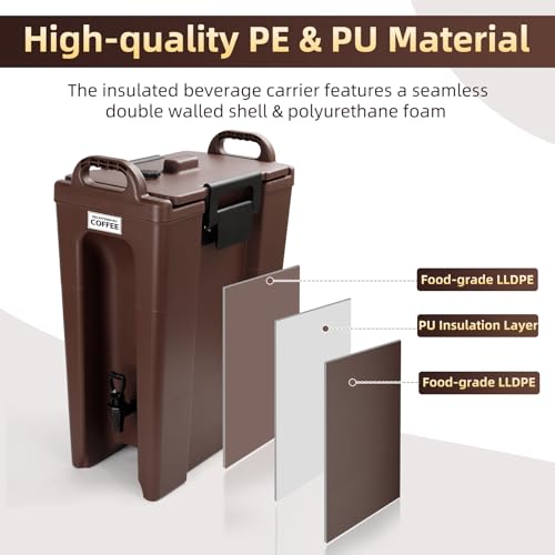YUANHAO 5 Gallon Insulated Beverage Dispenser with Spigot | Commercial Hot & Cold Drink Dispenser for Coffee, Tea, Lemonade，7-Hour Temp Control, Ideal for Parties, Events & Office - size: 5 GAL