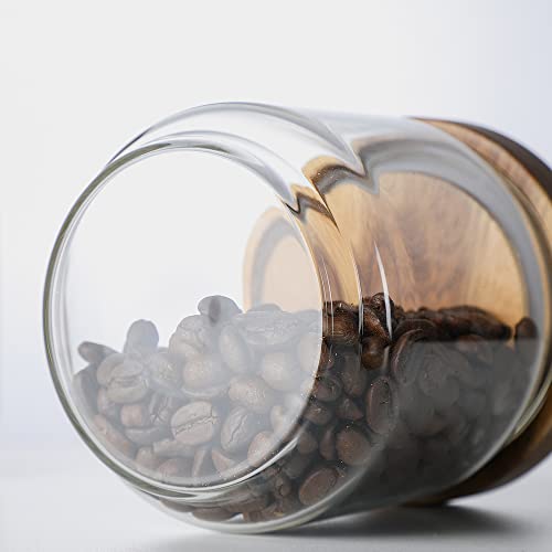 Glass Jar with Lid, Airtight Food Storage Containers Glass Set for Coffee Beans| Sugars| Candy, 4 Pack - color: 15oz+25oz*2