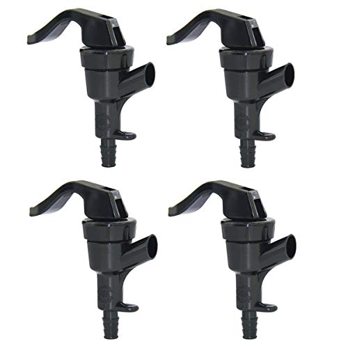 PERA 4 Pack Black Plastic Beer Dispensing Faucet Picnic Tap, Polished, 1/4" Barb Hose Connection, Up to 20 PSI Serving Pressure, 4 Pieces Homebrew Kit