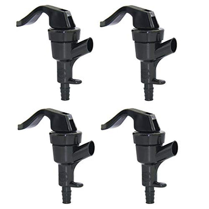 PERA 4 Pack Black Plastic Beer Dispensing Faucet Picnic Tap, Polished, 1/4" Barb Hose Connection, Up to 20 PSI Serving Pressure, 4 Pieces Homebrew Kit
