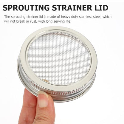 VALICLUD 4Pcs Stainless Steel Sprouting Jar Lids 70Mm Wide Mouth Mason Jar Screens Ventilation Covers for Growing Alfalfa Mung Bean Sprouts