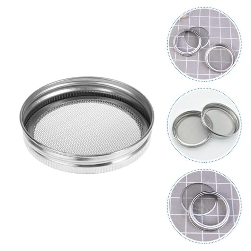 PRETYZOOM 3pcs Food Grade Sprouting Lids for Wide Mouth Mason Jars Stainless Steel Mesh Covers Strainer Function for Seed Germination and Fermentation - size: 7.00X7.00X1.00CM