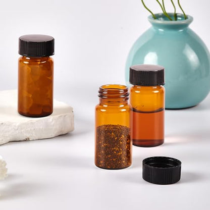 15 PCS 40ML Amber Small Liquid Sample Glass Vials with Screw Caps,27.5x95mm Leak-Proof Vial, 24-400 Black Screw Cap with PE Liners for Lab, Essential Oil, Perfume, Reagents - size: 40ML(27.5*95mm）