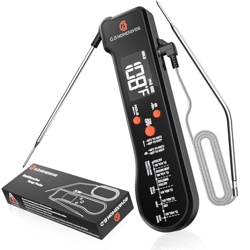 G.a HOMEFAVOR Meat Thermometer 3-in-1 Digital Instant Read Food Thermometer with Foldable Probe, Wired Probe, and Infrared Mode