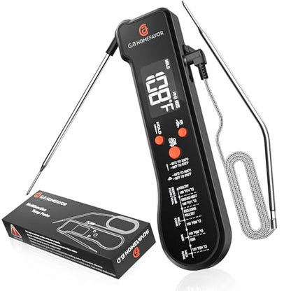 G.a HOMEFAVOR Meat Thermometer 3-in-1 Digital Instant Read Food Thermometer with Foldable Probe, Wired Probe, and Infrared Mode