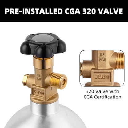 TMCRAFT 10lb CO2 Tank, High Strength Aluminum Alloy Cylinder with CGA-320 Valve, DOT Approved Cylinder for Kegerator kit and Draft Beer Dispensing