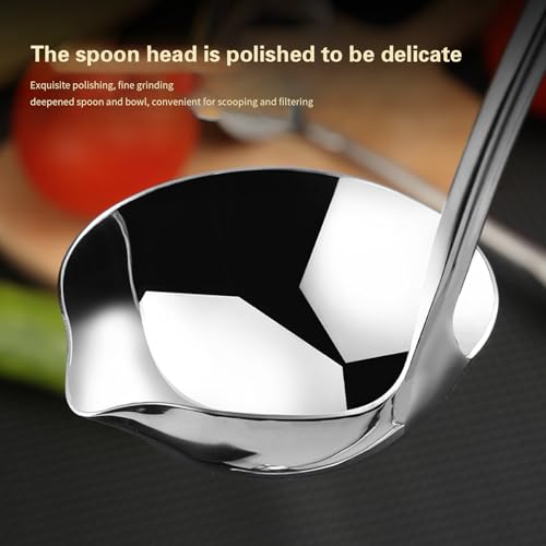 30cm/11.8inch Silver Kitchen Soup Ladle 304 Stainless Steel with Pour Spout, Cooking Utensils Set Soup Metal Ladle for Cooking, Soups, Serving, Stews (Silver)