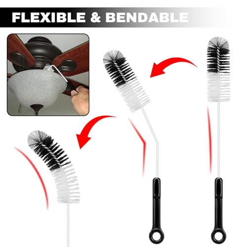 Bottle Cleaning Brush Set - Long-Handled Flexible Brush Head, with Bottle Neck Thread Gap Brush, for Cleaning Narrow Neck Water, Beer, Wine, Baby Bottles, Pipes, Tubes, Hoses, and Flasks
