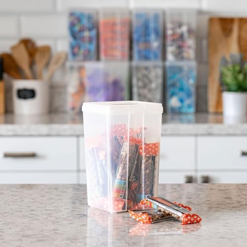 IRIS USA Vertical Plastic Flip Top Storage Containers Bins with Lids for Pantry, Home, Office, Organization, Medium, Stackable Hinged Organizer with Latches, Clear, 20 Pack - size: Medium - 20 Pack
