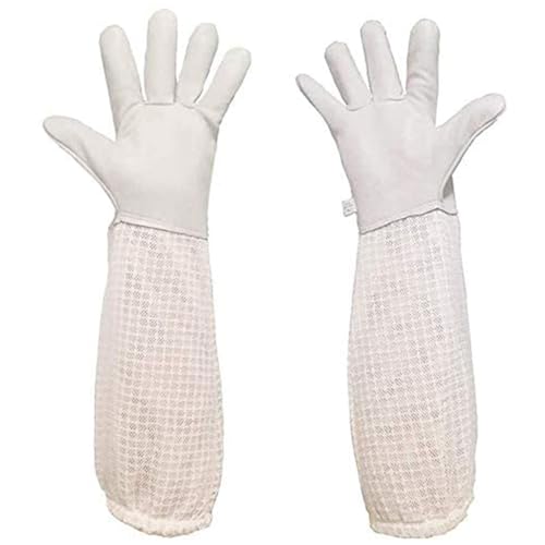 Luwint Premium Goatskin Beekeeping Gloves, Bee Beekeeper Gloves with 3 Layers Ventilated Mesh Sleeve and Elastic Cuffs - size: X-Large