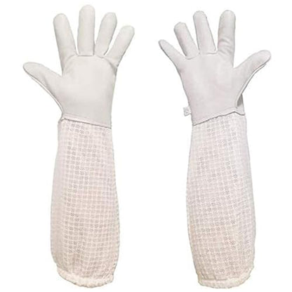 Luwint Premium Goatskin Beekeeping Gloves, Bee Beekeeper Gloves with 3 Layers Ventilated Mesh Sleeve and Elastic Cuffs - size: X-Large