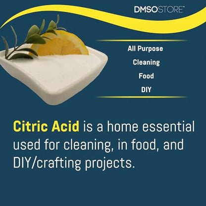DMSOSTORE Citric Acid 1 lb Pure Fine Grain Powder | Kosher, Food Grade, All-Purpose Cleaner