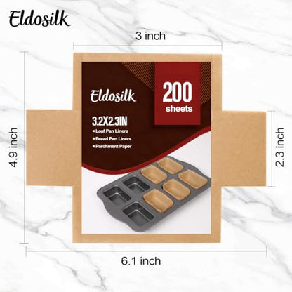 200 Pcs Mini Loaf Pan Liners, 3x2 Inch – Disposable Non-Stick Parchment Liners for Baking Bread, Banana Bread, Meatloaf, Nut Bread – Compatible with Most Mini Loaf Pans - size: 3*2in(200pcs)