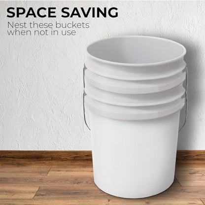 6.5-Gallon White Bucket Pail Container with Lid | Food Grade | Heavy-Duty Approx 90 MIL Extra Durable | Metal Handles with Plastic Grip | Multi-Use | Easy Stack and Store | BPA Free - 1 Pack - color: White - 6.5 Gallons, size: 1 Packs